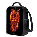 Flaming Evil Skull Print Crossbody Lunch Bag