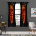 Flaming Evil Skull Print Grommet Curtain Panels