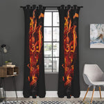 Flaming Evil Skull Print Curtain