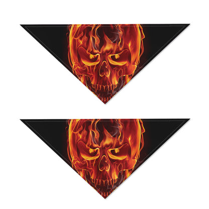 Flaming Evil Skull Print Dog Bandana