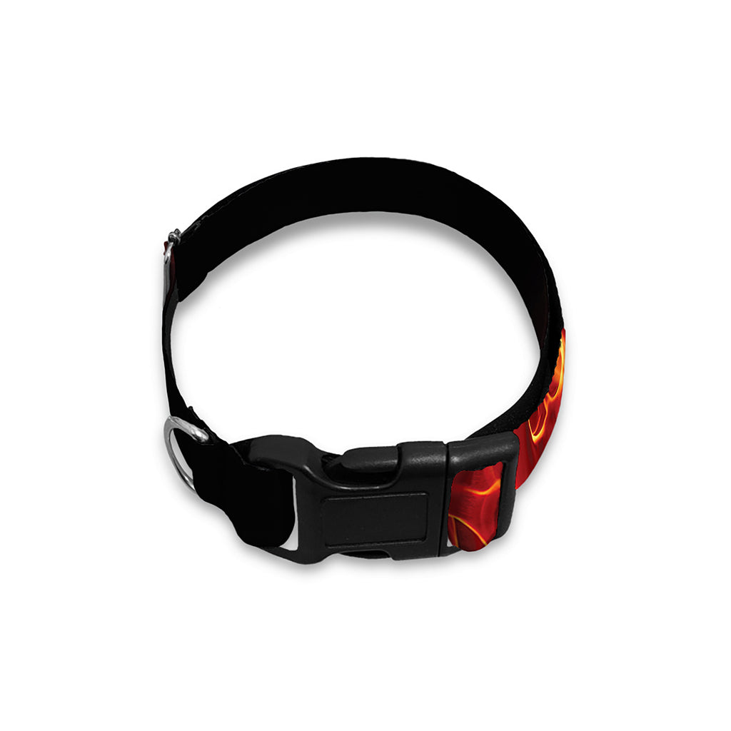 Flaming Evil Skull Print Dog Collar