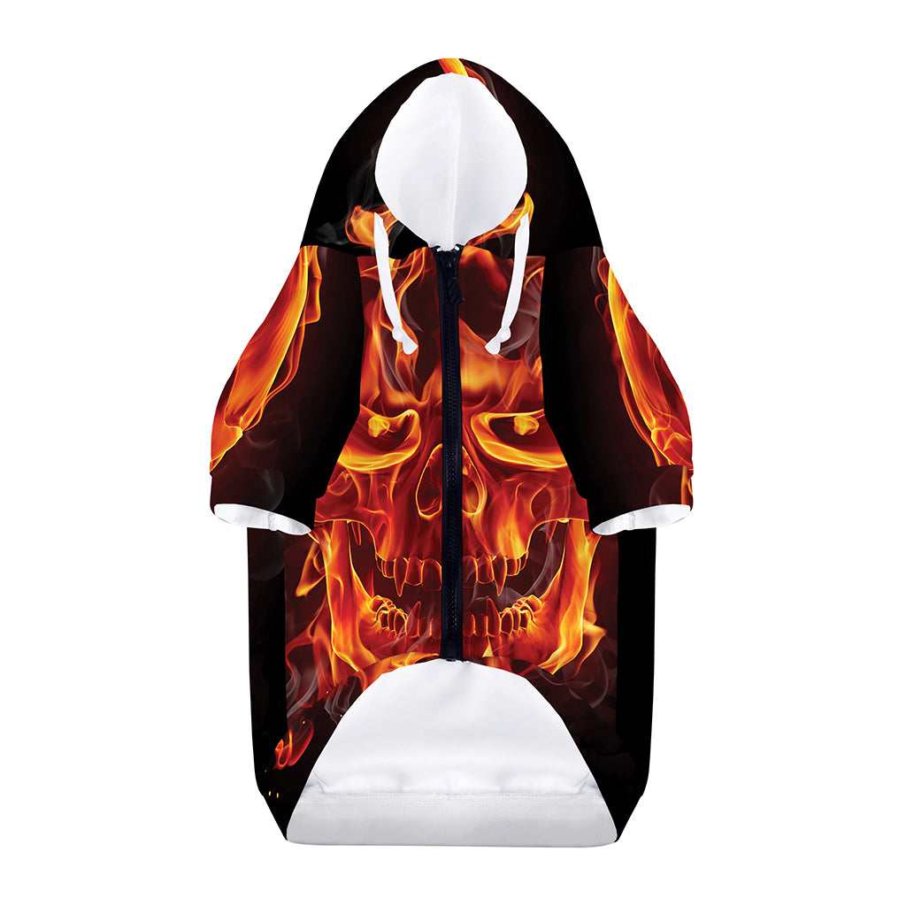 Flaming Evil Skull Print Dog Zip Up Hoodie