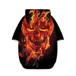 Flaming Evil Skull Print Dog Zip Up Hoodie