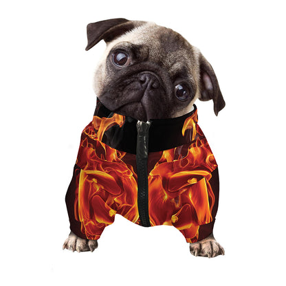 Flaming Evil Skull Print Dog Zip Up Jacket