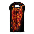 Flaming Evil Skull Print Double Neoprene Wine Tote
