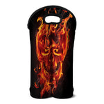 Flaming Evil Skull Print Double Neoprene Wine Tote