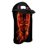 Flaming Evil Skull Print Double Neoprene Wine Tote