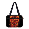 Flaming Evil Skull Print Double Strap Bible Bag