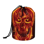 Flaming Evil Skull Print Drawstring Makeup Bag