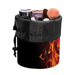 Flaming Evil Skull Print Drawstring Makeup Bag