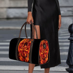 Flaming Evil Skull Print Duffle Bag