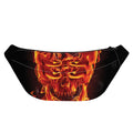 Flaming Evil Skull Print Fanny Pack