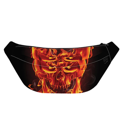 Flaming Evil Skull Print Fanny Pack