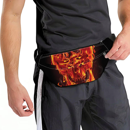 Flaming Evil Skull Print Fanny Pack