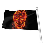 Flaming Evil Skull Print Flag