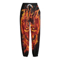Flaming Evil Skull Print Fleece Lined Knit Pants