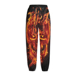 Flaming Evil Skull Print Fleece Lined Knit Pants