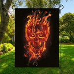 Flaming Evil Skull Print Garden Flag