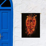 Flaming Evil Skull Print Garden Flag