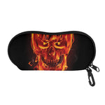 Flaming Evil Skull Print Glasses Case