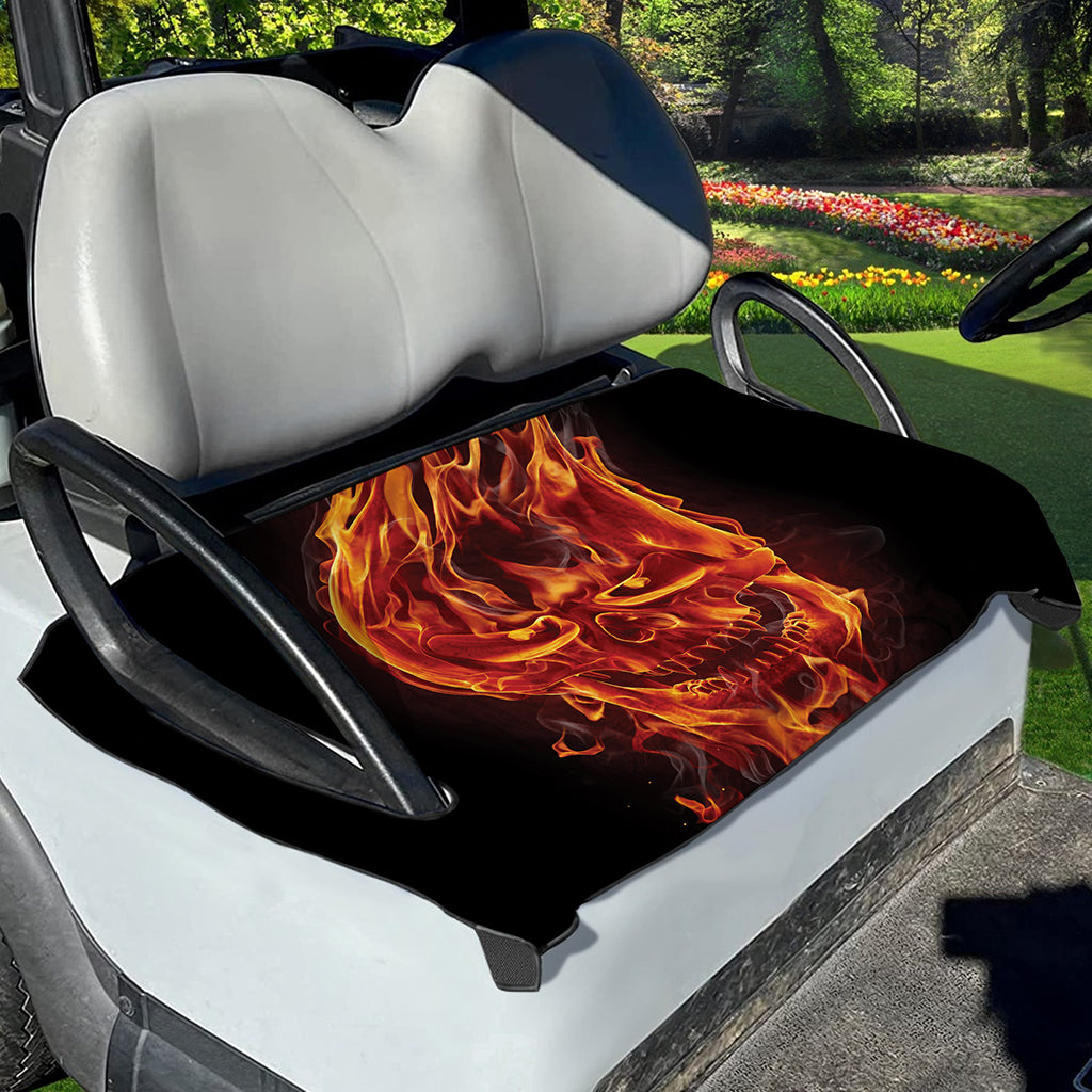 Flaming Evil Skull Print Golf Cart Seat Cover