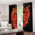Flaming Evil Skull Print Grommet Curtains