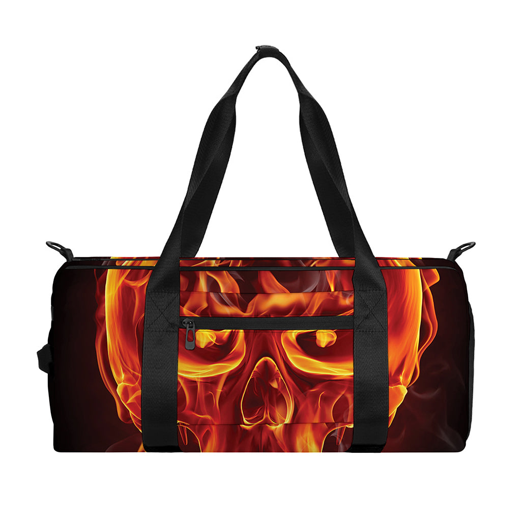 Flaming Evil Skull Print Gym Bag