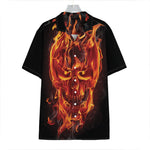 Flaming Evil Skull Print Hawaiian Shirt