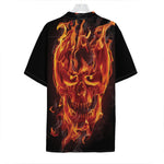 Flaming Evil Skull Print Hawaiian Shirt