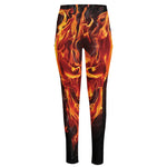 Flaming Evil Skull Print High-Waisted Pocket Leggings