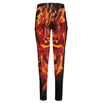Flaming Evil Skull Print High-Waisted Pocket Leggings