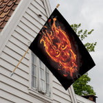 Flaming Evil Skull Print House Flag