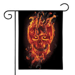 Flaming Evil Skull Print House Flag