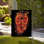 Flaming Evil Skull Print House Flag