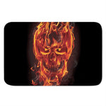 Flaming Evil Skull Print Indoor Door Mat