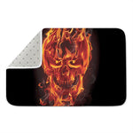 Flaming Evil Skull Print Indoor Door Mat