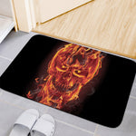 Flaming Evil Skull Print Indoor Door Mat