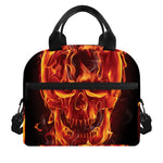 Flaming Evil Skull Print Insulated Lunch Bag