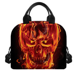 Flaming Evil Skull Print Insulated Lunch Bag