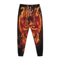 Flaming Evil Skull Print Jogger Pants