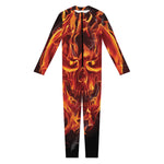 Flaming Evil Skull Print Jumpsuit