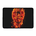 Flaming Evil Skull Print Kitchen Mat
