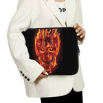 Flaming Evil Skull Print Laptop Sleeve