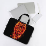 Flaming Evil Skull Print Laptop Sleeve With Handle