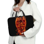 Flaming Evil Skull Print Laptop Sleeve With Handle