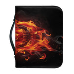 Flaming Evil Skull Print Leather Bible Cover