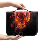 Flaming Evil Skull Print Leather Bible Cover