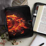 Flaming Evil Skull Print Leather Bible Cover