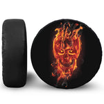Flaming Evil Skull Print Leather Spare Tire Cover