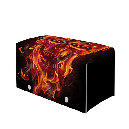 Flaming Evil Skull Print Leather Tissue Box Cover